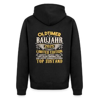 Original 2025 Jahrgang Retro Geburtstag Vintage - Unisex Premium Bio Zip Hoodie - Schwarz - Hinten - Nico (187cm)