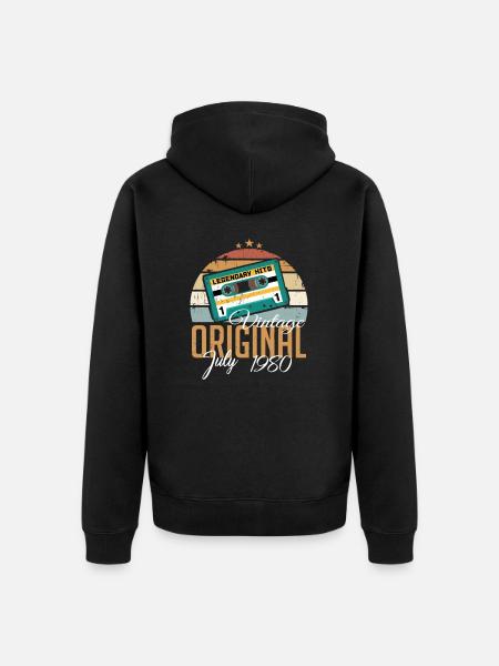 Luglio 1980 Annata Compleanno Luglio 1980 - Felpa con cappuccio ecologica premium unisex - nero