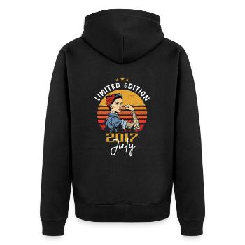 July 2017 - Birthday in July 2017 Gift - Unisex Premium Organic Zip Hoodie - black - Back - Nico (187cm)
