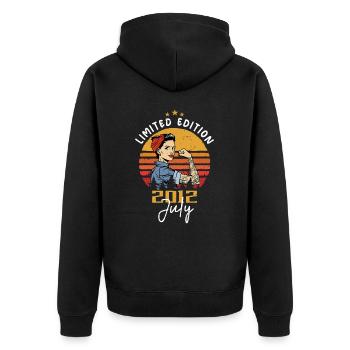 July 2012 - Birthday in July 2012 Gift - Unisex Premium Organic Zip Hoodie - black - Back - Nico (187cm)
