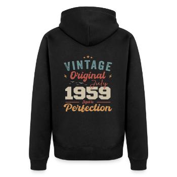 Juli 1959 Geburtstag Juli 1959 Original 1959 Juli - Unisex Premium Bio Zip Hoodie - Schwarz - Hinten - Nico (187cm)