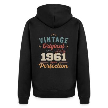July 1961 Birthday July 1961 Original 1961 July - Unisex Premium Organic Zip Hoodie - black - Back - Nico (187cm)