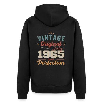 Juillet 1965 Anniversaire Juillet 1965 Original 1965 Juillet - Veste à capuche bio Premium Unisexe - noir - Dos - Nico (187cm)