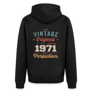Juillet 1971 Anniversaire Juillet 1971 Original 1971 Juillet - Veste à capuche bio Premium Unisexe - noir - Dos - Nico (187cm)