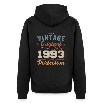 Juillet 1993 Anniversaire Juillet 1993 Original 1993 Juillet - Veste à capuche bio Premium Unisexe - noir - Dos - Nico (187cm)