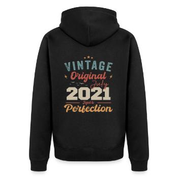 Juli 2021 Geburtstag Juli 2021 Original 2021 Juli - Unisex Premium Bio Zip Hoodie - Schwarz - Hinten - Nico (187cm)