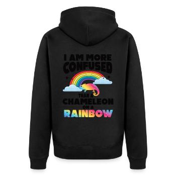 I'm more confused than a chameleon - Unisex Premium Organic Zip Hoodie - black - Back - Nico (187cm)