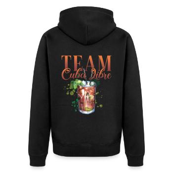 Team Cuba Libre Cocktail Barkeeper - Unisex Premium Bio Zip Hoodie - Schwarz - Hinten - Nico (187cm)