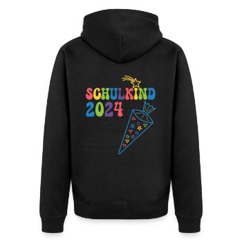 Start of school enrollment school child 2024 - Unisex Premium Organic Zip Hoodie - black - Back - Nico (187cm)