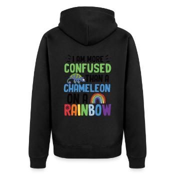I'm more confused than a chameleon - Unisex Premium Organic Zip Hoodie - black - Back - Nico (187cm)