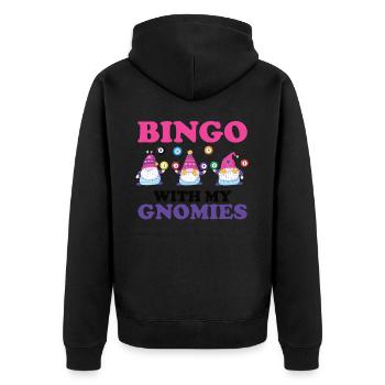 Bingo Mit Meinen Gnomies Lustiges Bingo - Unisex Premium Bio Zip Hoodie - Schwarz - Hinten - Nico (187cm)