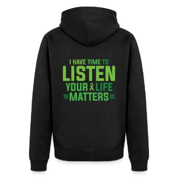 Fight The Stigma Butterfly Mental Health - Unisex Premium Organic Zip Hoodie - black - Back - Nico (187cm)