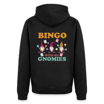 Bingo Mit Meinen Gnomies Lustiges Bingo - Unisex Premium Bio Zip Hoodie - Schwarz - Hinten - Nico (187cm)