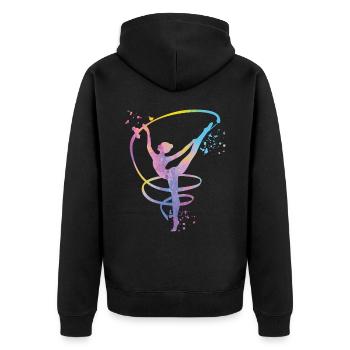 Gymnastin Mit Band Rhythmische Sportgymnastik - Unisex Premium Bio Zip Hoodie - Schwarz - Hinten - Nico (187cm)
