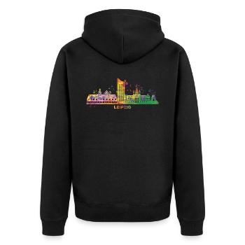 Leipzig Horizon Paysage urbain coloré Leipzig - Veste à capuche bio Premium Unisexe - noir - Dos - Nico (187cm)