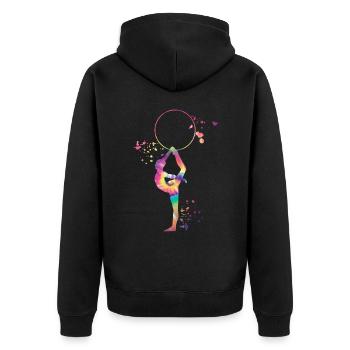Gymnast With Hoop Rhythmic Gymnastics - Unisex Premium Organic Zip Hoodie - black - Back - Nico (187cm)