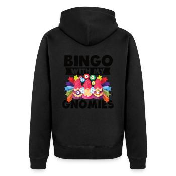 Bingo Mit Meinen Gnomies Lustiges Bingo - Unisex Premium Bio Zip Hoodie - Schwarz - Hinten - Nico (187cm)