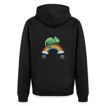 I'm more confused than a chameleon - Unisex Premium Organic Zip Hoodie - black - Back - Nico (187cm)