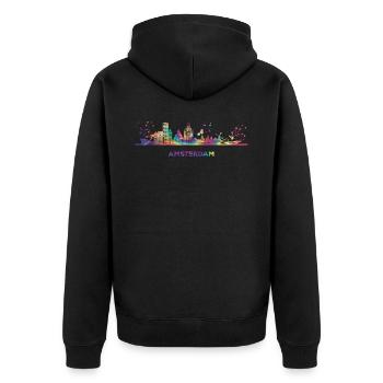 Ligne d’horizon d’Amsterdam Amsterdam - Veste à capuche bio Premium Unisexe - noir - Dos - Nico (187cm)
