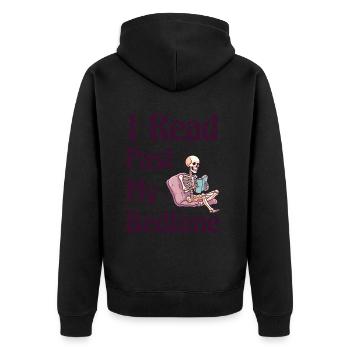 Ich Lese Nach Der Schlafenszeit Skelett - Unisex Premium Bio Zip Hoodie - Schwarz - Hinten - Nico (187cm)