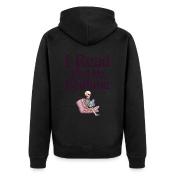 Ich Lese Nach Der Schlafenszeit Skelett - Unisex Premium Bio Zip Hoodie - Schwarz - Hinten - Nico (187cm)