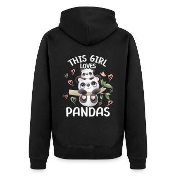 Dieses Maedchen Liebt Pandas - Unisex Premium Bio Zip Hoodie - Schwarz - Hinten - Nico (187cm)
