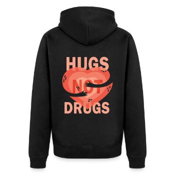 Des câlins au lieu de drogues - Veste à capuche bio Premium Unisexe - noir - Dos - Nico (187cm)