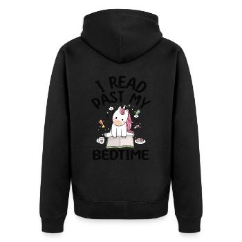 Ich Lese Nach Der Schlafenszeit Einhorn - Unisex Premium Bio Zip Hoodie - Schwarz - Hinten - Nico (187cm)