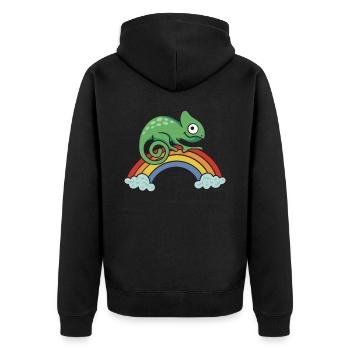 I'm more confused than a chameleon - Unisex Premium Organic Zip Hoodie - black - Back - Nico (187cm)