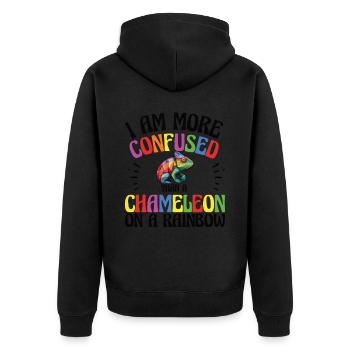 I'm more confused than a chameleon - Unisex Premium Organic Zip Hoodie - black - Back - Nico (187cm)