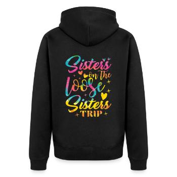 Urlaub Schwester Reisen Lustige Schwester Reise - Unisex Premium Bio Zip Hoodie - Schwarz - Hinten - Nico (187cm)