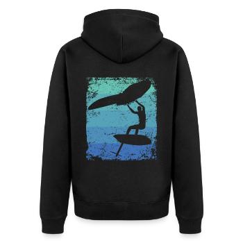 Flügelfolie Wingsurfing Retro-folie Flügel - Unisex Premium Bio Zip Hoodie - Schwarz - Hinten - Nico (187cm)