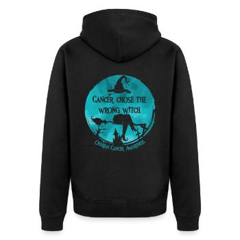 Krebs Hexe Teal Eierstockkrebs - Unisex Premium Bio Zip Hoodie - Schwarz - Hinten - Nico (187cm)