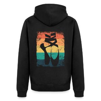 Ballettschuhe Vintage Frau Ballerina - Unisex Premium Bio Zip Hoodie - Schwarz - Hinten - Nico (187cm)