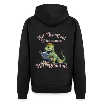 Alle Coolen dinosaurier Lesen Kids - Unisex Premium Bio Zip Hoodie - Schwarz - Hinten - Nico (187cm)