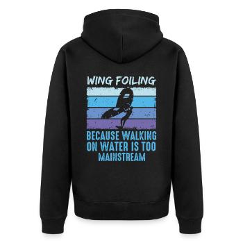 Wing Foil Wingsurfing Retro Foil Wing - Unisex Premium Organic Zip Hoodie - black - Back - Nico (187cm)