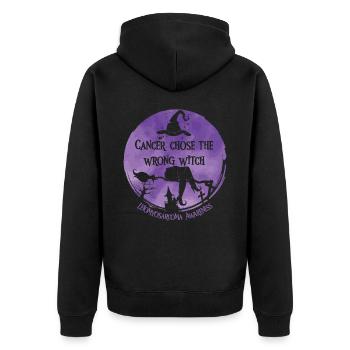 Krebs Hexe Lila Leiomyosarkom - Unisex Premium Bio Zip Hoodie - Schwarz - Hinten - Nico (187cm)
