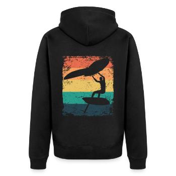 Flügelfolie Wingsurfing Retro-folie Flügel - Unisex Premium Bio Zip Hoodie - Schwarz - Hinten - Nico (187cm)