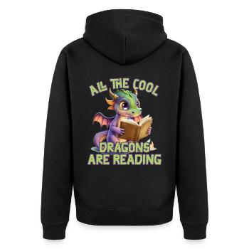 Alle Coolen Kids Lesen Drachen - Unisex Premium Bio Zip Hoodie - Schwarz - Hinten - Nico (187cm)