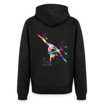Gymnast With Clubs Rhythmic Gymnastics - Unisex Premium Organic Zip Hoodie - black - Back - Nico (187cm)