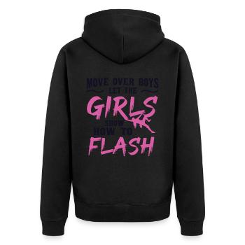 Macht Platz Jungs Boulderer Bouldern - Unisex Premium Bio Zip Hoodie - Schwarz - Hinten - Nico (187cm)