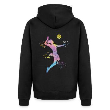 Volleyball Players Kids Beach Volleyball - Unisex Premium Organic Zip Hoodie - black - Back - Nico (187cm)