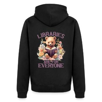 Libraries are for everyone Librarians - Unisex Premium Organic Zip Hoodie - black - Back - Nico (187cm)