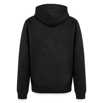 Boulderer Colorsplash Boulder Bouldern - Unisex Premium Bio Zip Hoodie - Schwarz - Hinten - Nico (187cm)