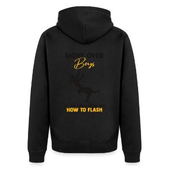 Macht Platz Jungs Boulderer Bouldern - Unisex Premium Bio Zip Hoodie - Schwarz - Hinten - Nico (187cm)