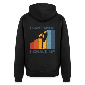 I Dont Sweat I Chalk Up I Boulderer - Unisex Premium Bio Zip Hoodie - Schwarz - Hinten - Nico (187cm)