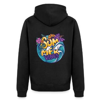 Summer Vibes Waves Und Immer Im Urlaub - Unisex Premium Bio Zip Hoodie - Schwarz - Hinten - Nico (187cm)