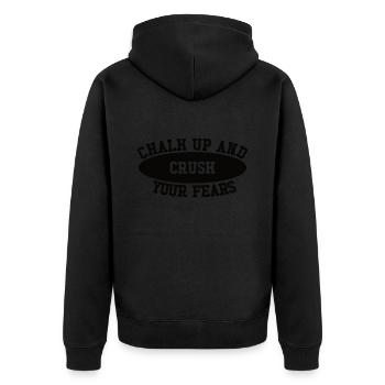 Bouldern Chalk Up Boulderer - Unisex Premium Bio Zip Hoodie - Schwarz - Hinten - Nico (187cm)