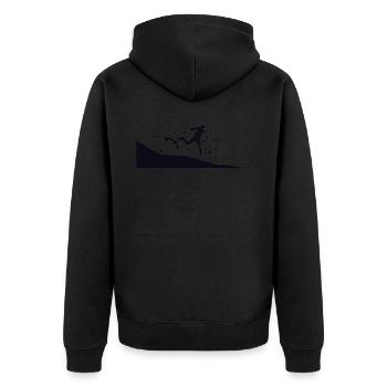 Trail Runner Cross Trail Bergläufer - Unisex Premium Bio Zip Hoodie - Schwarz - Hinten - Nico (187cm)