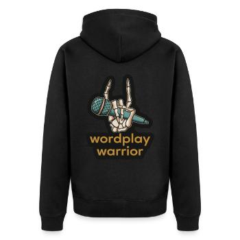Poetry Slam Wortspiel Krieger Slam-poesie - Unisex Premium Bio Zip Hoodie - Schwarz - Hinten - Nico (187cm)